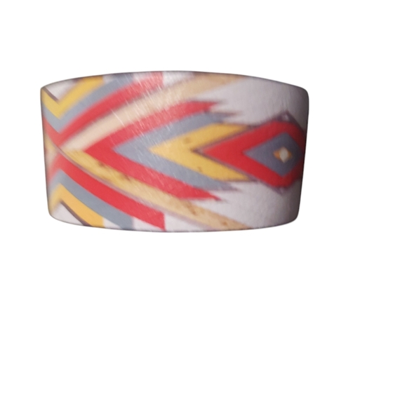 AZTEC CUFF GOLD FAUX WOOD GRAIN ORANGE BLUE - Picture 7 of 7